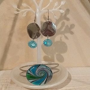 Murano fused glass bracelet and crystal earrings